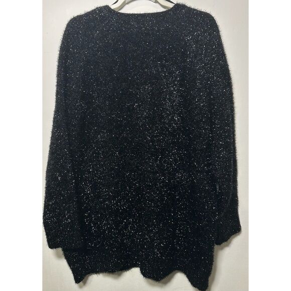 RITA ORA X PRIMARK BLACK FLUFFY SPARKLY RELAXED LONG JUMPER TOP. Size XL - Picture 3 of 3